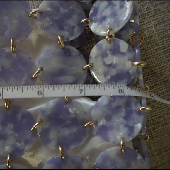 Sandro Pastille Marbled Resin Chainmail Shoulder Bag Gold Lilac Purple NWT - Picture 6 of 8